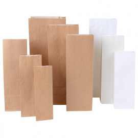 Blockbodenbeutel aus Papier mit Seitenfalte in weiß oder braun