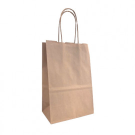 Papiertaschen in beige (mandel) 14 x 21,5 + 8,5 cm