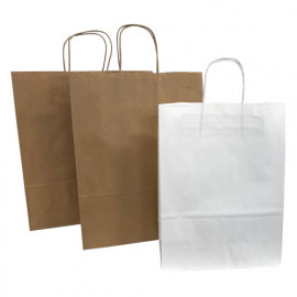 Papiertaschen Recycelt in braun oder weiß Papiertaschen Recycelt in braun oder weiß