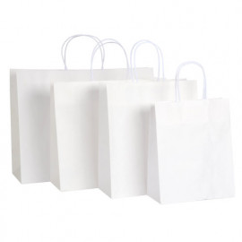 Papiertragetaschen Basic weiß mit Randumschlag Papiertragetaschen Basic weiß mit Randumschlag