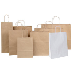 Papiertaschen Recycelt in braun oder weiß