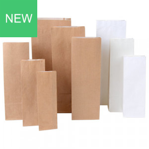Blockbodenbeutel aus Papier mit Seitenfalte in weiß oder braun