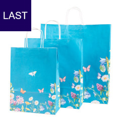 Papiertaschen blau mit Blumen