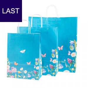 Papiertaschen blau mit Blumen