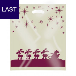 Weihnachtstragetaschen Rentierschlitten weiß (LDPE) 38 x 45 + 10 cm