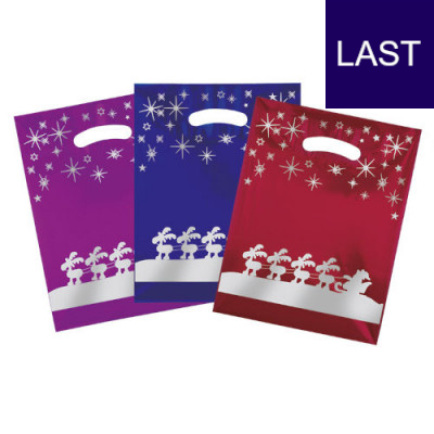 Weihnachtstragetaschen Rentierschlitten bunt (LDPE)