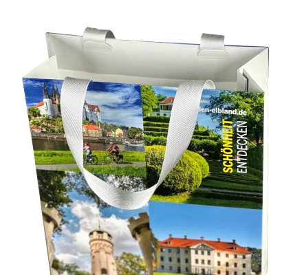 Papiertaschen Ripsband bedrucken Griffe