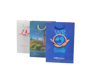 Papiertüte Kordel Offsetdruck 18 x 23 + 8 cm