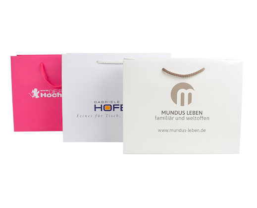 Papiertueten Kordel Druck 31 x 25 + 10 cm